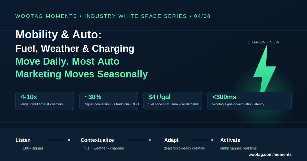The Mobility & Auto White Space: Fuel Prices, Weather and Charging Behaviour Move Daily. Most Auto Marketing Still Moves Seasonally